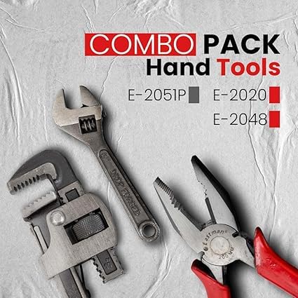 Image of Eastman Tool Kit Set | Combo Pack of 3 | Adjustable Wrenches 1Pcs 8 /200 Mm, Combination Plier 1Pcs 8 /200 Mm, Pipe Wrenches 1Pcs 10 /250Mm (Set of 3 pcs Tool kit 2051-8 2020-8 2048-10)