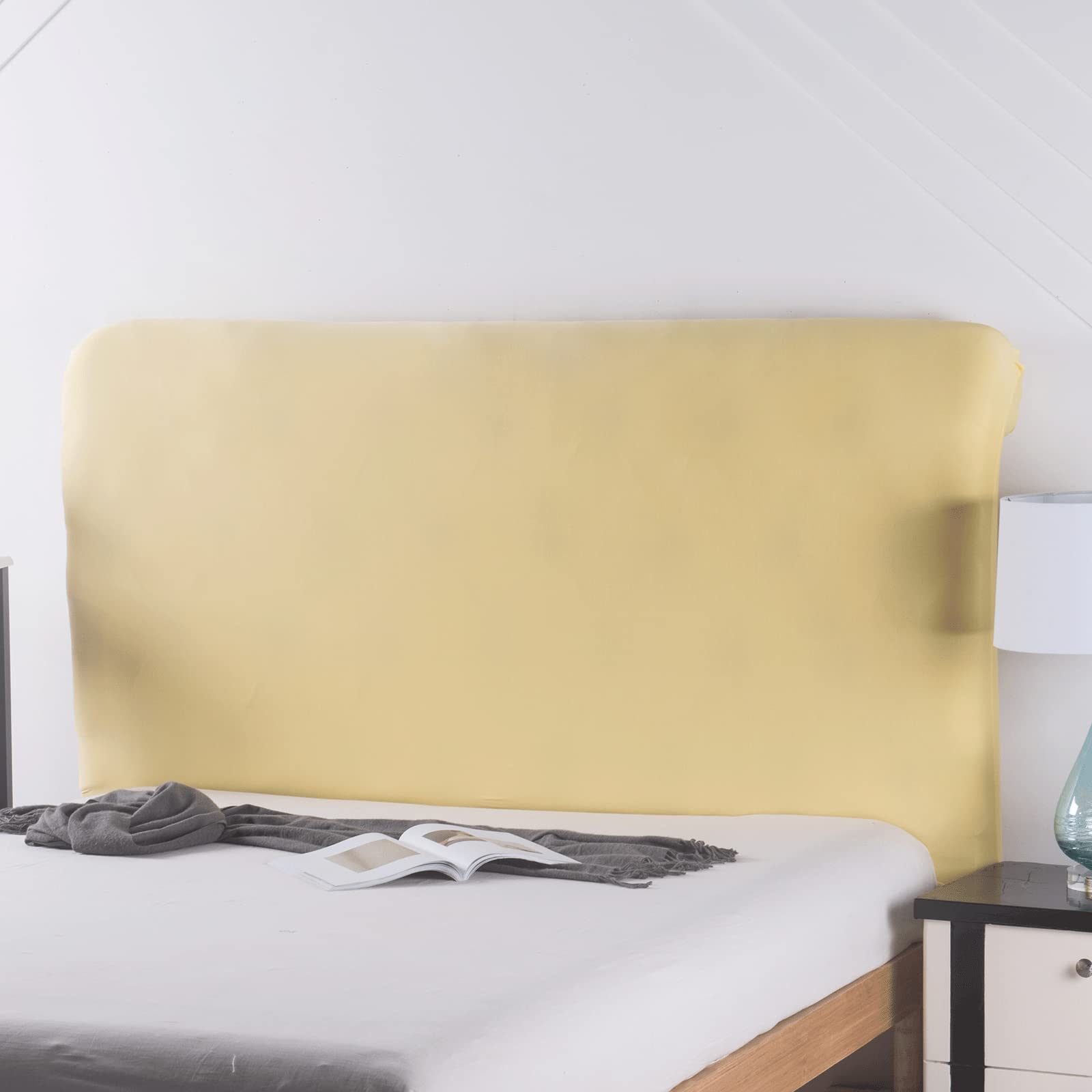 Stretch Universal Bed Head Cover/Bed Headboard Slipcover for Upholstered/Leather/Wood Headboards, All inclusive King Size Double Single Queen Head Board Covers Protector Decoration(180-200cm,Yellow) — image 1