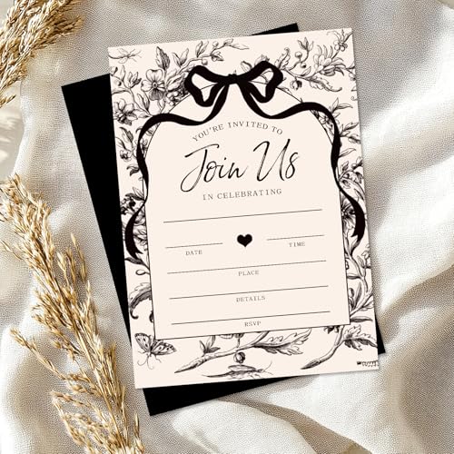 Invitaciones de flores Whaline de estilo coqueta para fiestas temáticas y cumpleaños elegantes