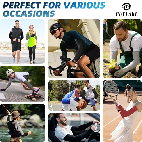 Image of BHYTAKI UV Sun Protection Arm Sleeves, UPF 50 Sports Cooling Arm Compression Sleeves for Men Women Teenager