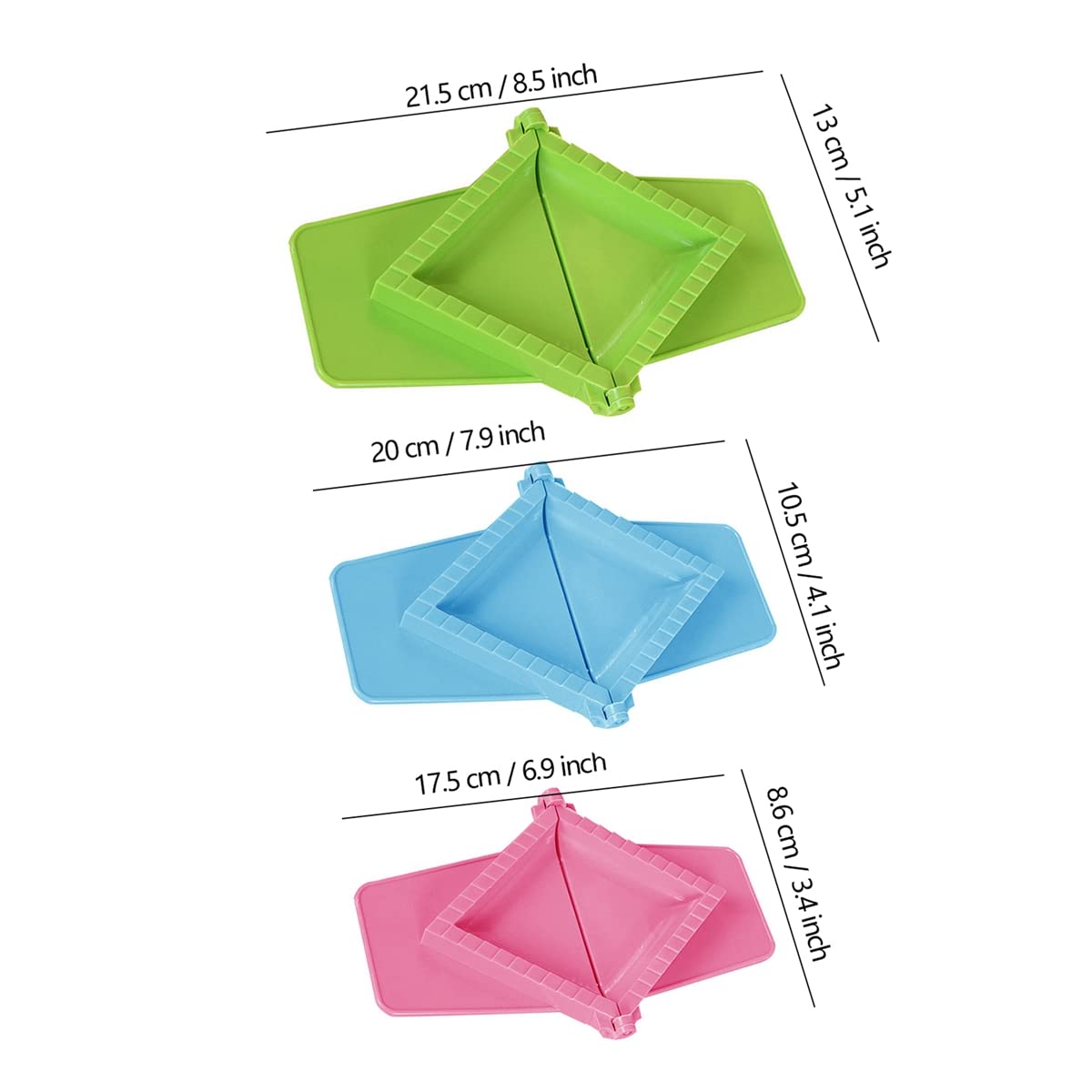 WDhomLT 3pcs Dumpling Square Empanada Press Dumpling Mold Set and Cutter Stainless Steel Dumpling Maker for Chinese Wonton Pie Ravioli Wrapper Pastry Dough Cutter Mold Ravioli Dumpling Mold, One Size