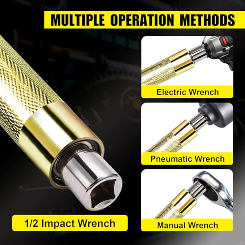 Wayona 1/2" Offset Extension Wrench Set, Impact Ratchet Extender for Electric Drill, with 6PCS Square Drive Adapters & Sockets (1/4" 3/8" 1/2"), Offset Torque Wrench for Tight Spaces by Wayona - Image 3