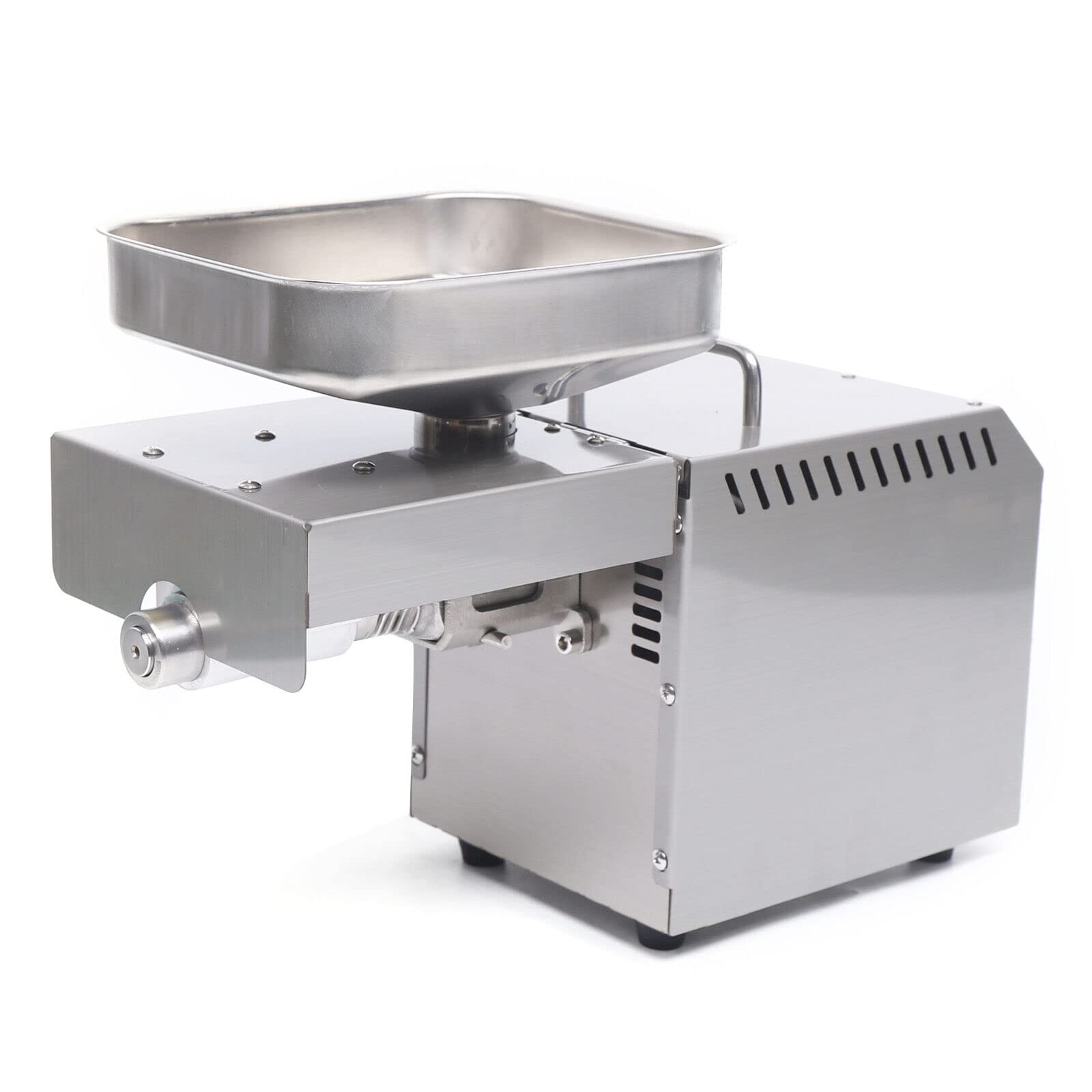 600W Electric Oil Press Machine with Single Oil Outlets, Cold/Hot Commercial Oil Press Extractor Machine Stainless Steel Automatic Oil Maker Machine for Home Kitchen Restaurant