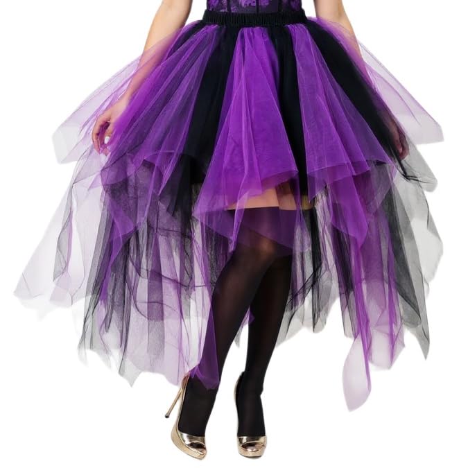 Tulle Skirts for Women High Low 50s Vintage Colorful Tutu Petticoat Ballet Bubble Dance Skirt for Cosplay Party