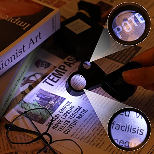 High Accuracy Diamond Tester Jewelry Diamond Detector Gem Diamond Tester Pen 30X 60X Illuminated Jewelry Eye Loupe Mini Led Foldable Magnifying Jewelry Distinguish Tool (Black Tester, Black Loupe) #TOP2