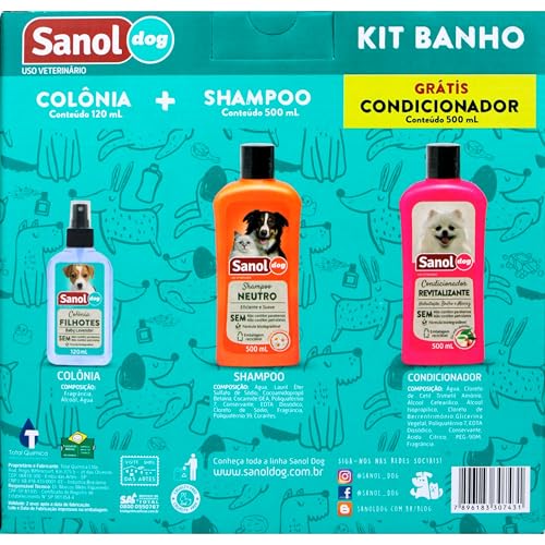 Sanol Dog Kit - Shampoo / Condicionador / Ganhe 1 Colônia Variado Verde