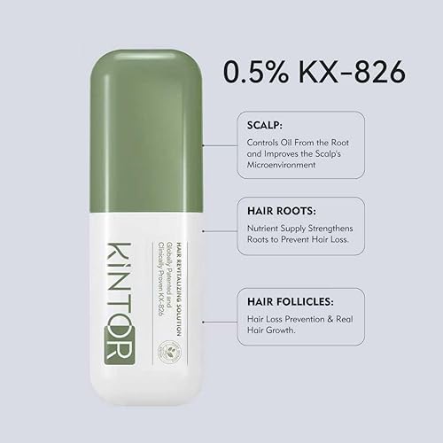 Miniatura 2 de Kintor Sueros de densidad capilar KX-826 al 0.5%, bloqueador de DHT, reparación del cabello, más grueso, fortalecedor, cabello más sano y de aspecto