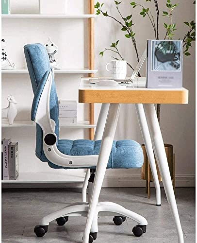 Chaise de bureau d'ordinateur en tissu bleu avec accoudoir réglable - 5