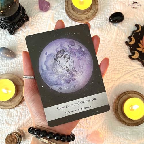 Image of Moonology Oracle Tarot Cards, A 44-Card Deck Gilded Black (Limited Edition), 400 GSM Black Core Cardstock (Style 7)