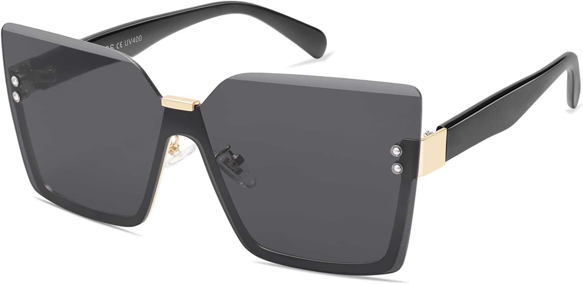 Trendy Square Oversized Sunglasses Womens Big Rimless UV400 Ladies Shades SJ1160