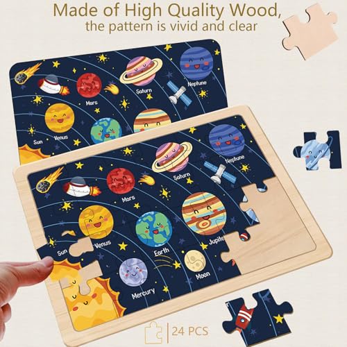 Image of Puzzles for Children 4 to 6 Years, 4 Packs of 24 Wooden Puzzles for Toddlers from 5 to 8 Years, Preschool Puzzles, Gifts for Boys and Girls