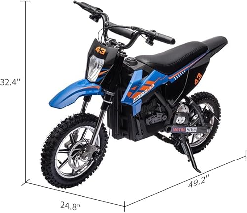 Miniatura 2 de Motocicleta eléctrica todoterreno de 36 V para niños, con faro LED, asiento de cuero, freno delantero + trasero, hasta 15.5 MPH, para niños a partir