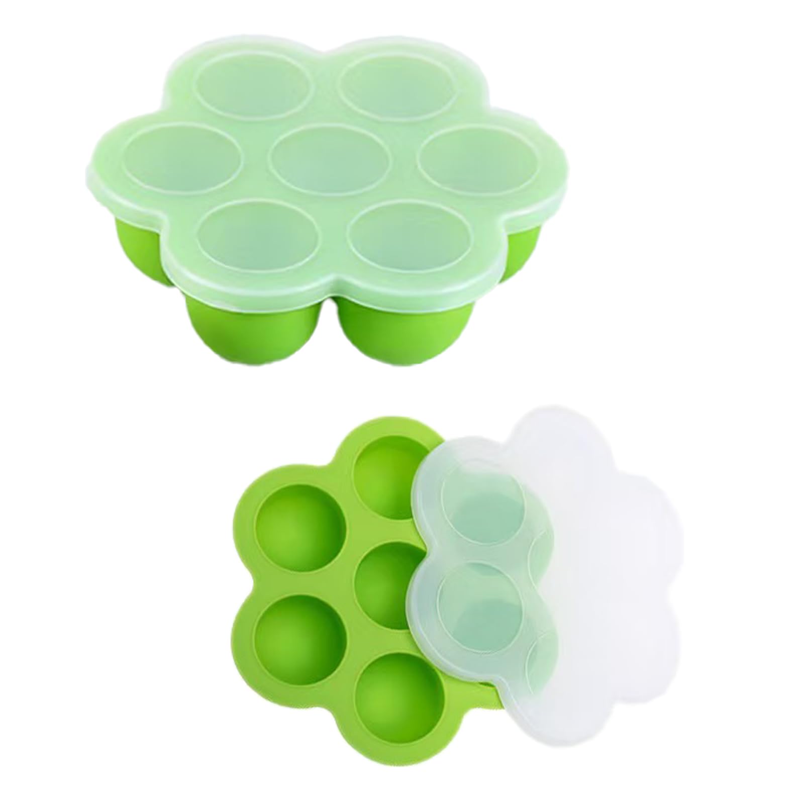 Lot De 2 Bac A Glacons Avec Couvercle, Bac A Glacon Silicone 7 CavitéS, Moules De CongéLation Alimentaire Pour Lait Maternel, PuréEs, Fruits Et GlaçOns. (Vert)