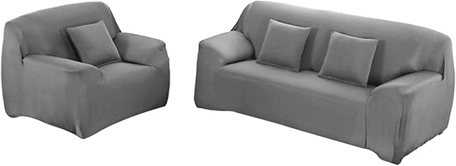 WOWTOY Sofa Cover 1 2 3 4 Seater Slip Cover Sofa Couch Stretch Elastic Fabric Sofa Protector Grey