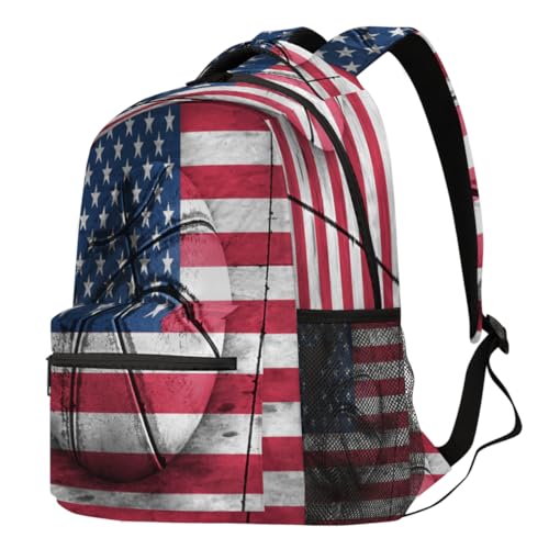 Sac à dos voyage décontracté style drapeau américain grand sac école mixte