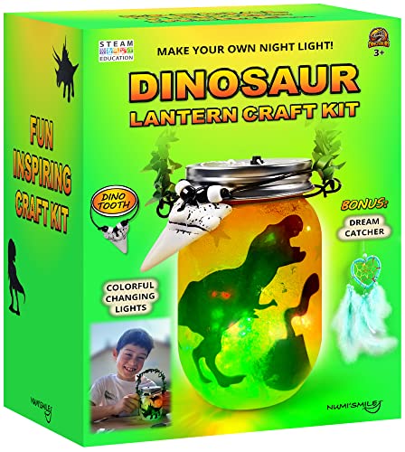 Dinosaur Lantern Nightlight Craft Kit, Diy Kits For Kids Crafts For Boys & Girls, Dinosaur Gifts For Boys Ages 3 4 5 6 7 8-12 Years And Up, Best Dinosaur Toy Birthday Art Set & Top Christmas Presents #TOP2