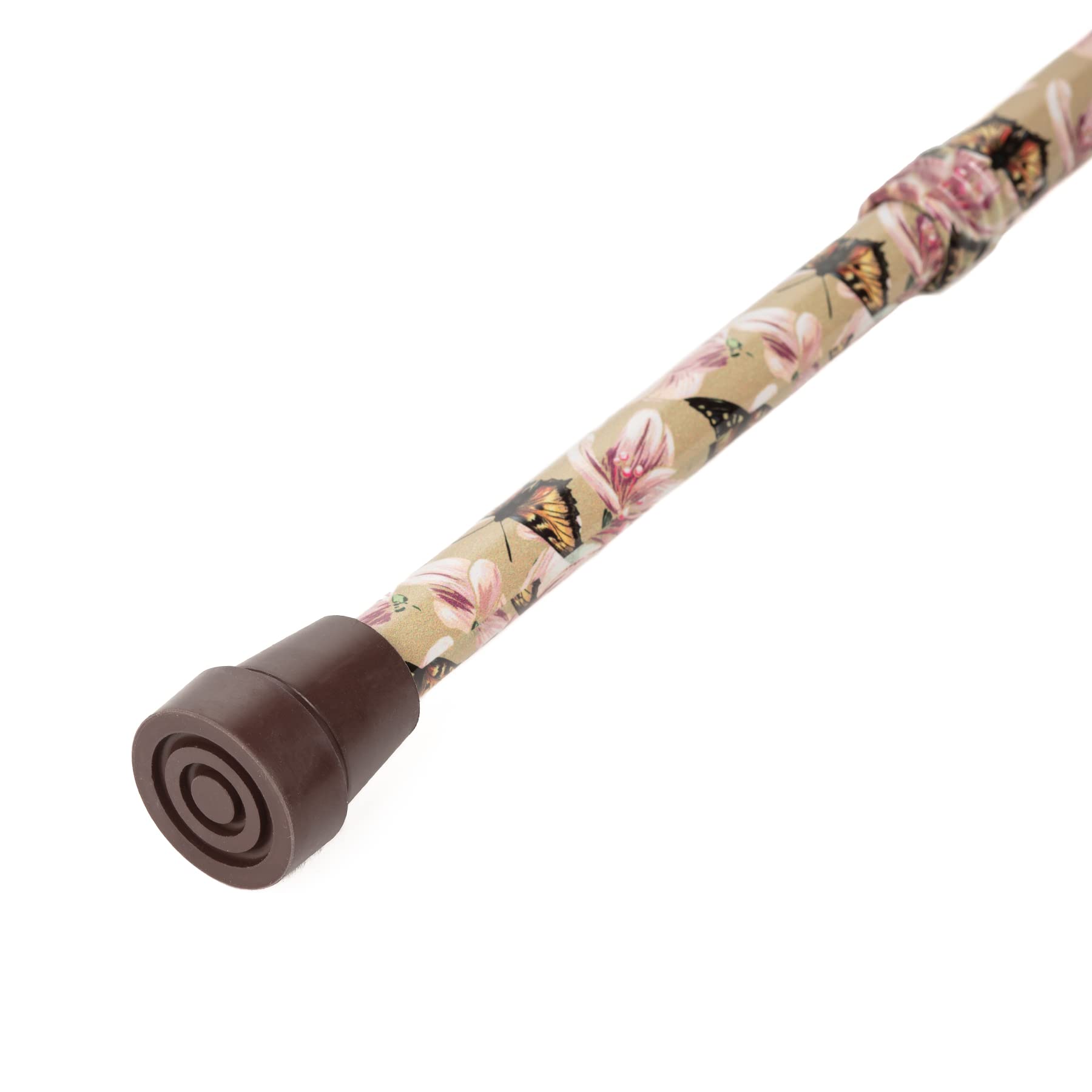 Bastone da Passeggio Telescopico per Anziani con Manico in Legno - con Puntale Antiscivolo e Laccetto in Nylon - Regolabile in Altezza da 76 a 99 cm - Motivo Fantasia Elegante e Floreale per Donna