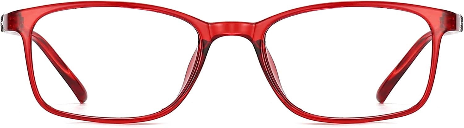 ANRRI Non Prescription Glasses for Men Clear Lens Classic Square Red Frame Eyewear Women Red Non-prescription Clear Lens image 2 of 6 B0B1Q1F33S
