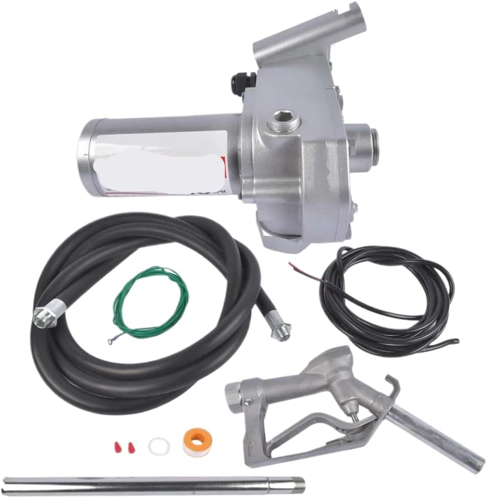 Fuel Transfer Pump 12V DC 15 GPM 1/5 Gear-Type With Auto Shut-Off Fuel Nozzle Compatible With Diesel Kerosene Transformer Fuel