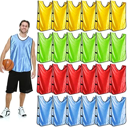 24 Pcs Team Practice Vests for Adults Youth Sports Pinnies Scrimmage Practice Undershirt Kids Football Training Jerseys Expansion Activity Team Group Vest for Soccer,Basketball, Volleyball,Athletics