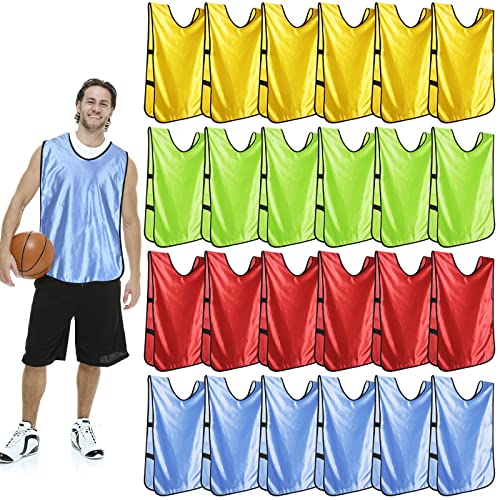 24 Pcs Team Practice Vests For Adults Youth Sports Pinnies Scrimmage Practice Undershirt Kids Football Training Jerseys Expansion Activity Team Group Vest For Soccer,Basketball, Volleyball,Athletics #TOP15