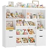 HOCSOK Kinderregal mit Boxen auf Rollen, Kinderbücherregal mit...