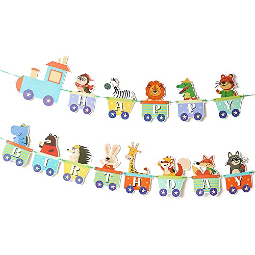 1 Set Train Style Happy Birthday Banner Bunting Flags With 1 Ribbon Roll #TOP9
