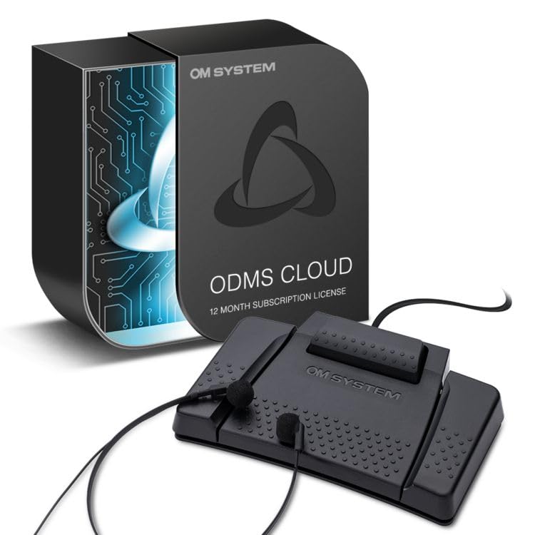 OM SYSTEM AS-9100 Transkription Kit ODMS Cloud Lizenz für 1 Jahr mit Fußschalter und Kopfhörer