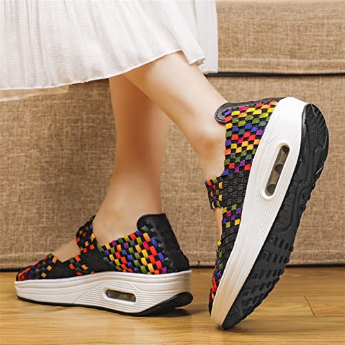 Women's Platform Wedge Sandals Woven Pumps Mary Jane Shoes Comfortable Walking Shoes4