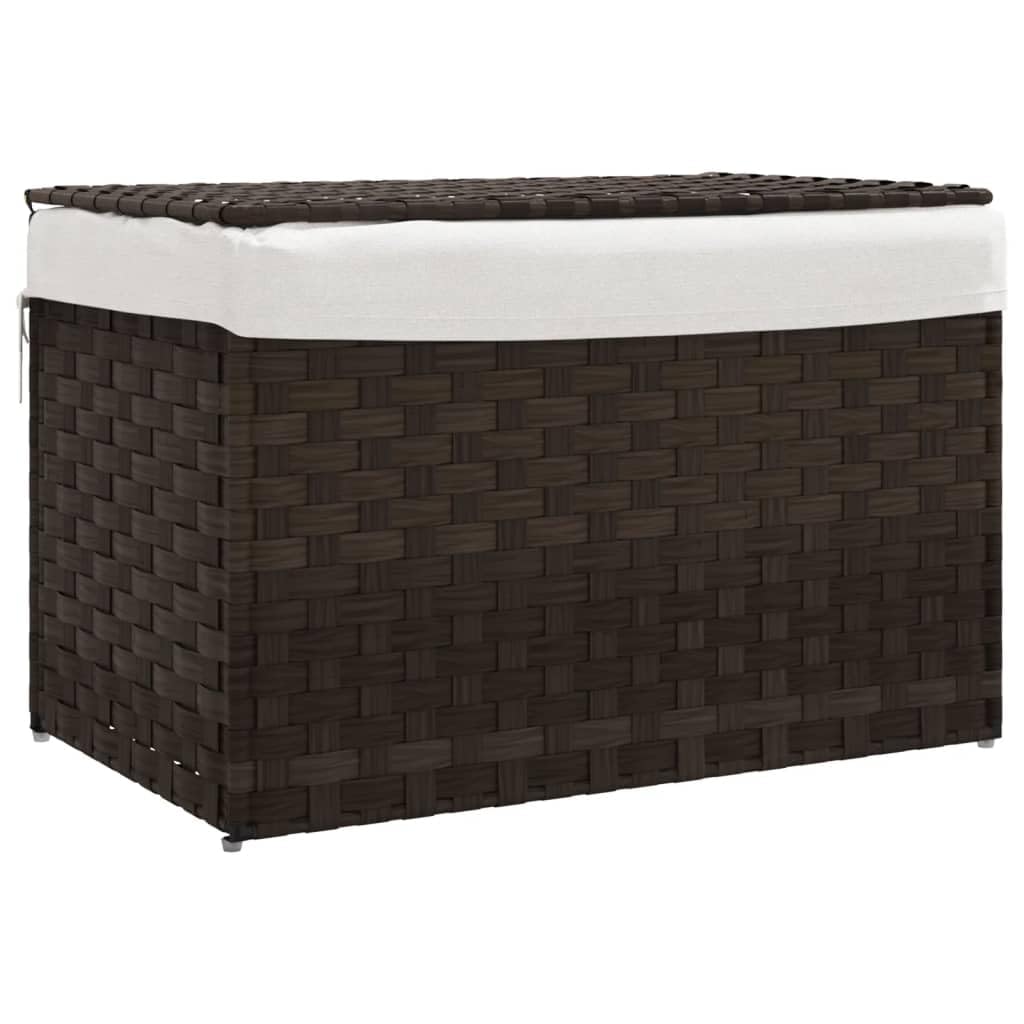 Cesto Biancheria Coperchio Marrone Scuro 55,5x35x34 Polyrattan,Casa e Giardino,Forniture domestiche,Forniture lavanderia,Cesti del bucato-372050
