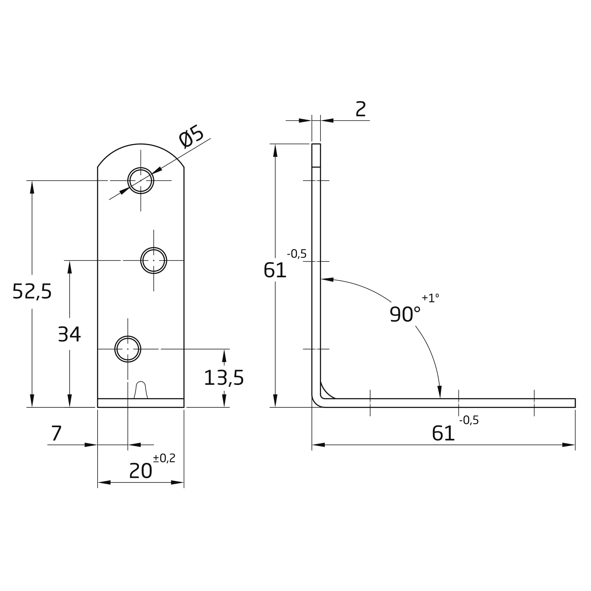 Amig - Pack de 100 Ángulos Metálicos de Refuerzo - 60 x 19 x 2 mm - Canto Redondo - Diseñados con Forma de L - Para Fijar Muebles de Madera o Colocar Baldas y Estantes - Acero Inoxidable Mate