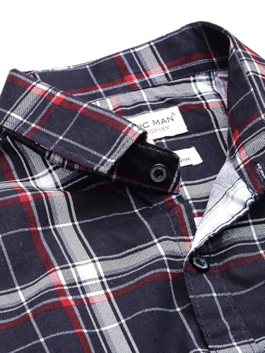 Image of Majestic Man Slim Fit Short Sleeve Checked Pure Cotton Casual Shirt