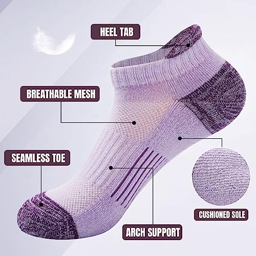 Faybox Ankle Socks For Women Running Athletic Workout Cushioned No Show Socks 6 Pairs Size 9-11 #TOP2