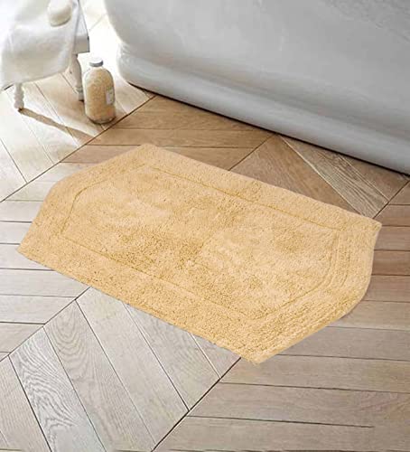 Home Weavers Waterford Collection - Alfombra de baño absorbente de algodón suave, lavable a máquina, 53 x 86 cm, color amarillo