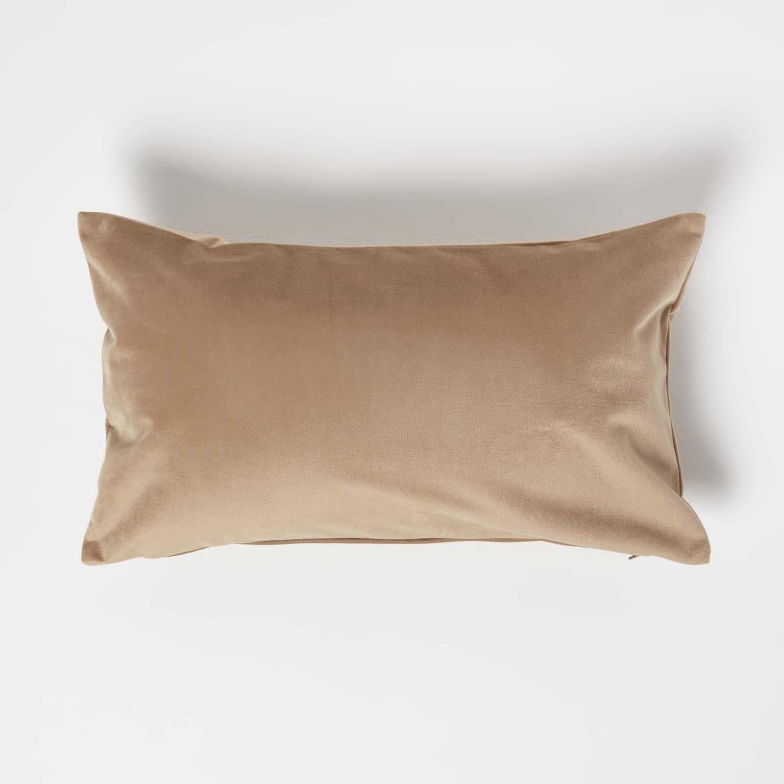 Homescapes Beige Luxury Soft Velvet Cushion In | Size: 30Cm X 50Cm