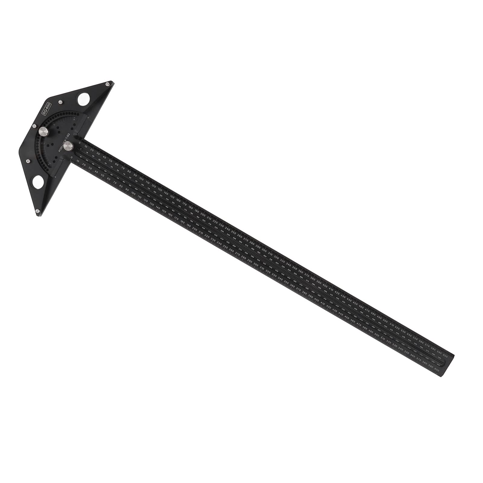 Regla de Trazado de Carpintería Multifuncional Duradera y Precisa para Proyectos de Carpintería Aleación de Aluminio Negro 1 Unidad