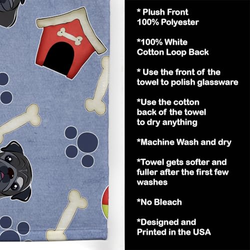 Caroline's Treasures BB4042KTWL - Asciugamano Da Cucina Con Carlino Nero, In Tessuto, Multicolore - 7