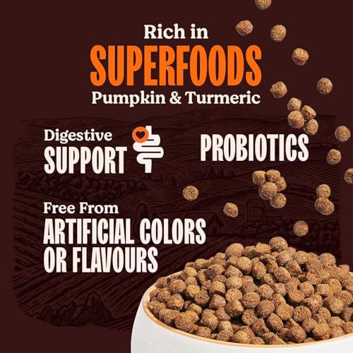 Image of Kennel Kitchen Dry Dog Food Adult 3 Kg | Fresh Chicken with Superfoods - Pumpkin & Turmeric | Probiotics for Digestive Support | No Artificial Colors or Flavours | Complete & Balanced for All Breeds