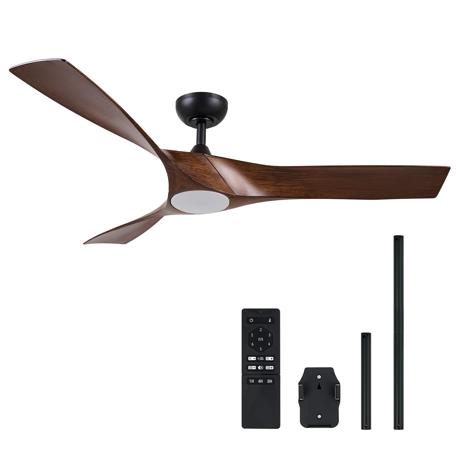 VONLUCE 132 CM Ventilatore da Soffitto con Luci e Telecomando 3 Pale in ABS Motore DC Reversibile Silenzioso a 6 Velocità Ventilatore da Soffitto Moderno per Cucina Camera Soggiorno Studio Patio, Noce