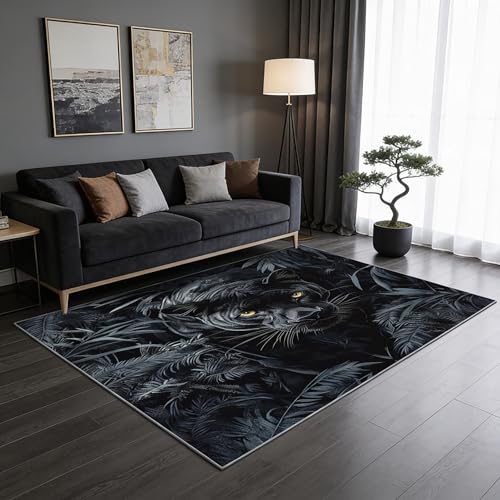 Tapete decorativo negro estampado de leopardo 3x5 pies
