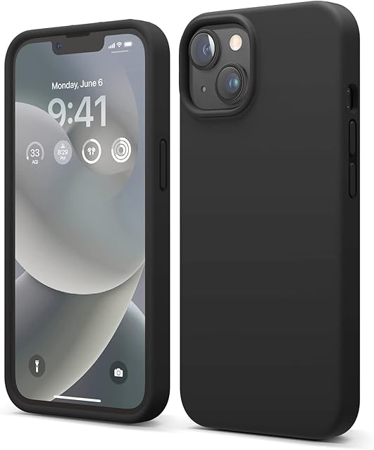 elago Liquid Silicone Case Compatible with iPhone 14 Case (6.1"), Premium Silicone, Full Body Protection - 4 Layer Shockproof Phone Cover, Anti-Scratch Soft Microfiber Lining (Black)