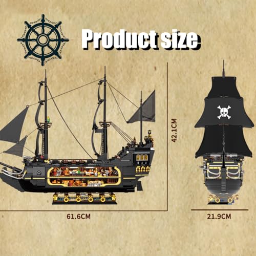 Pirate Ship Set Large Luxury Black Pirate Ship Mini Building Blocks Set(2900PCS) Building Set Model Toys Gifts for Kid and Adult,Interesting Gifts for MOC Pirate Ship Enthusiasts