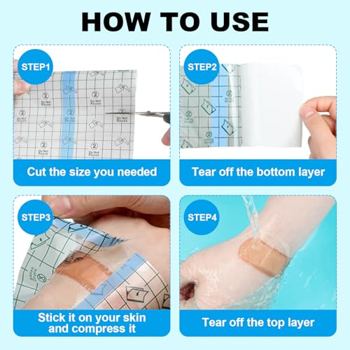 Image of Tattoo Aftercare Bandage Autdor 2 Rolls 6 inchx 2 Yard Second Skin Tattoo Cover Up Patch Waterproof Tattoo Bandages Breathable Tattoo Cover Up Tape Transparent Tattoo Wrap for Tattoo Cover Protection Film