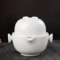 Vista 11 de Liang baobao Cómoda taza de té de porcelana taza de té blanco esmaltado viaje conjunto (colorido juego de loto)