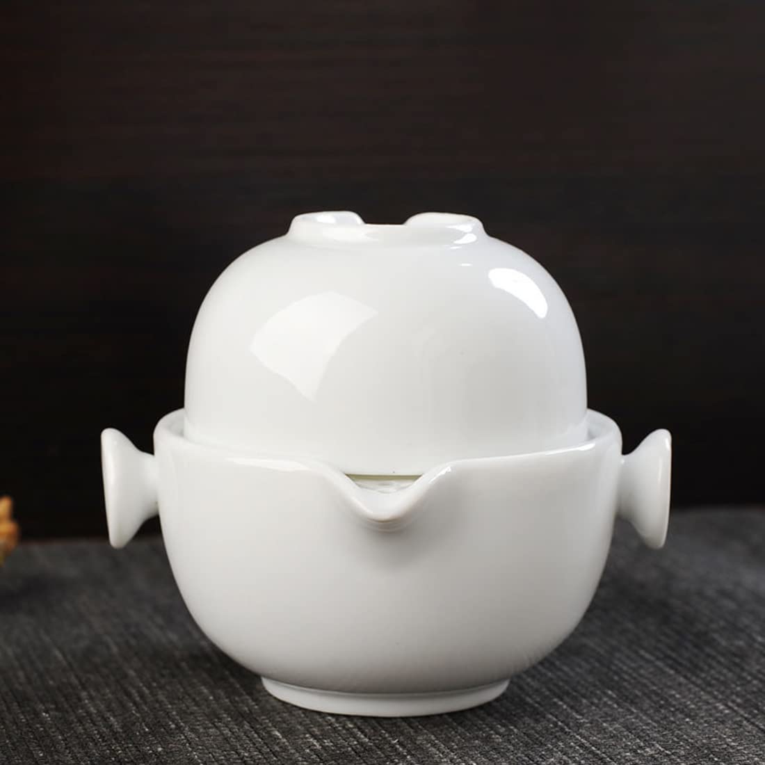 Liang baobao Convenient Teapot Cup Porcelain Teacup White Glazed Travel tea set (White)