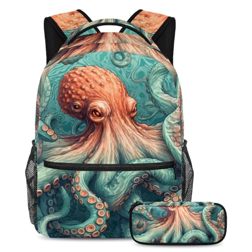 Sac à dos monstre marin et pieuvre Pop Art grand volume anti-déchirure