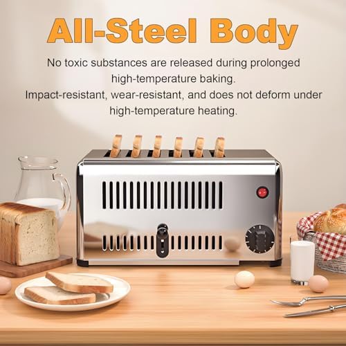 4/6 Slot Commercial Bread Toaster, Stainless Steel Electric Toaster for Home & Catering, Adjustable Timer, Pop-Up Function, 4 Slice Capacity, Ideal for Bakery & Restaurant Use