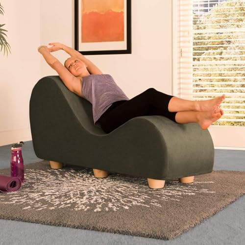 Image of Faux Leather Yoga Stretch Chair Couch - Play, Relax & More | Love Seat for Couples, Fun, & Flexibility! (Moss)