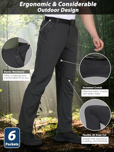 Mens Hiking Pants Lightweight Cargo Work Tactical Nylon Stretch Waterproof Quick Dry Fishing Travel Outdoor 6 Pockets4