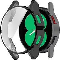 Capa Case Bumper Protetora com Película de Silicone Embutida para Galaxy Watch 4 40mm SM- R860 R865 LTE - Preto